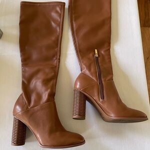 Franco Sarto Brown Heeled Boots with Chunky Heel